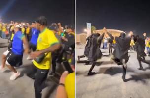 Brasileiro viraliza ao dançar com árabes (Foto: Reprodução/redes socisis)