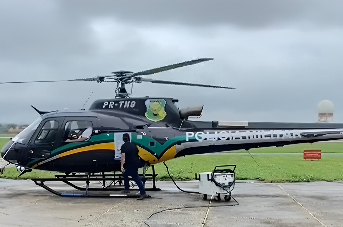 Helicóptero da Polícia Militar designado para a segurança do litoral