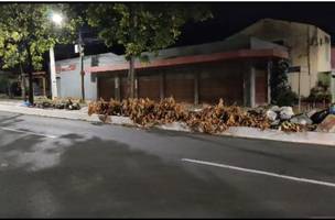 Há lixo em todo o espaço do canteiro que fica na Avenida Joaquim Ribeiro (Foto: Reprodução/redes sociais)