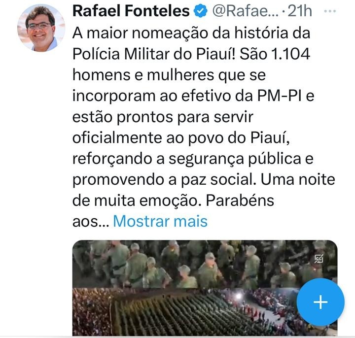 No twitter, Fonteles falam em 1104 soldados