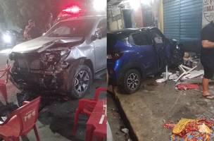 Carros colidiram e invadiram restaurante, na zona norte de Teresina (Foto: Reprodução)