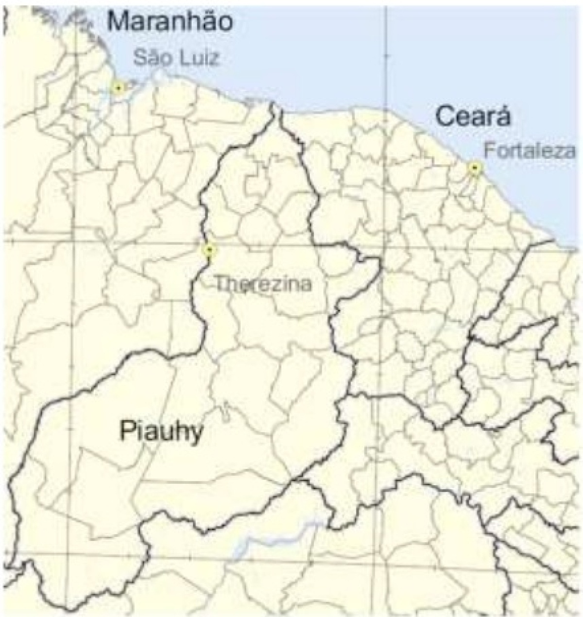 Divisa do Piauí e Ceará em 1872, antes da troca consumada no decreto imperial 3012/1880