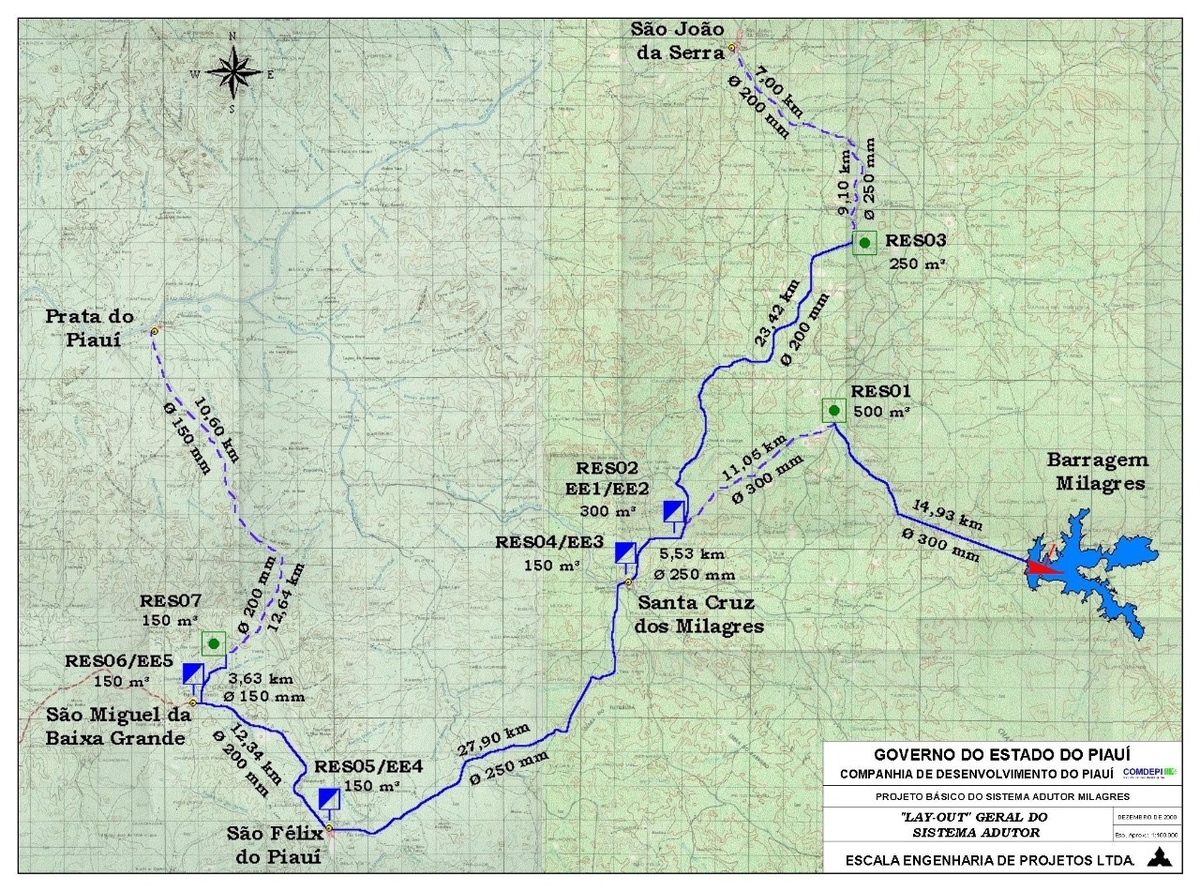 Mapa com a localização da Barragem Milagres, no rio São Nicoau