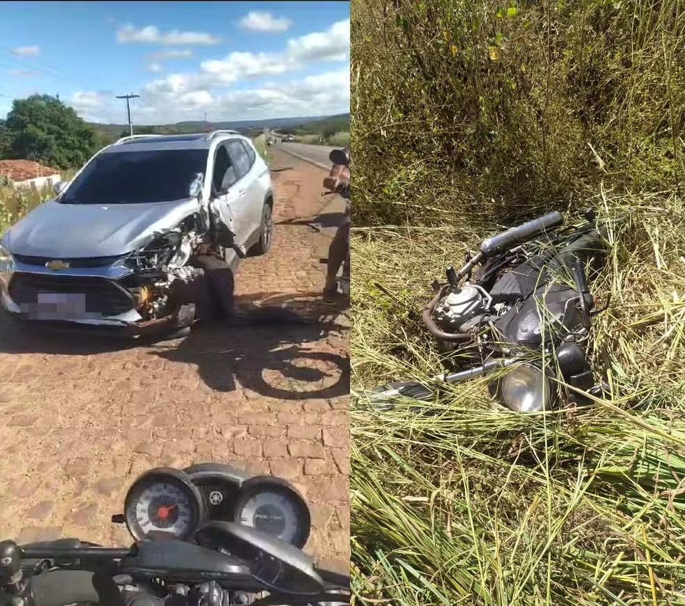 Acidente entre motocicleta e carro de passeio deixa um jovem morto e uma mulher gravemente ferida em rodovia de Picos