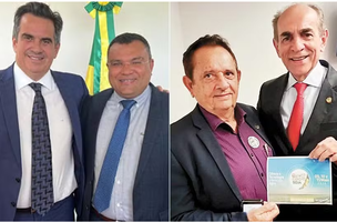 Ciro Nogueira com o prefeito Angelo Santos (PP), o Dr. Macaxeira, e o prefeito Wagner Coelho com o senador Marcelo Castro (MDB-PI) (Foto: Reprodução/Prefeitura de Uruçuí)