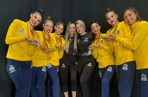 Ginastica Rítmica Brasileira conquista primeiro ouro na Copa Mundo em Portugal. (Foto: Reprodução/CBG)