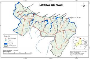 Mapa do litoral do Piauí (Foto: IBGE)