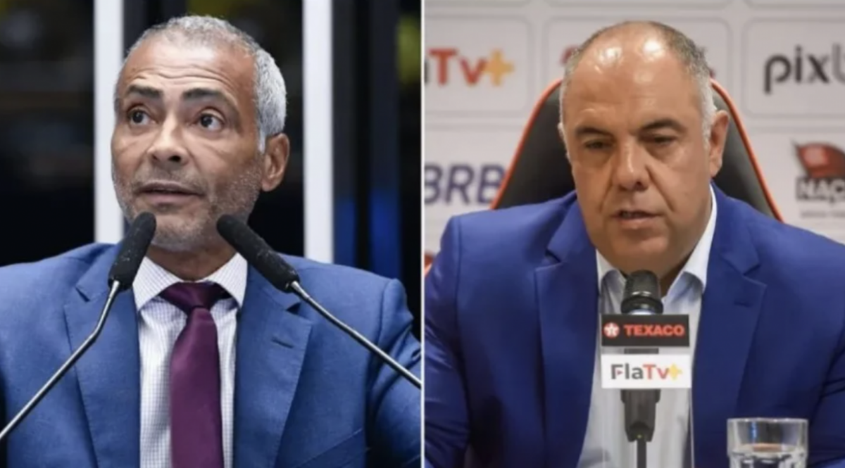 Senador Romário (PL-RJ) e o vereador do RJ e vice-presidente de futebol do Flamengo, Marcos Braz (PL).