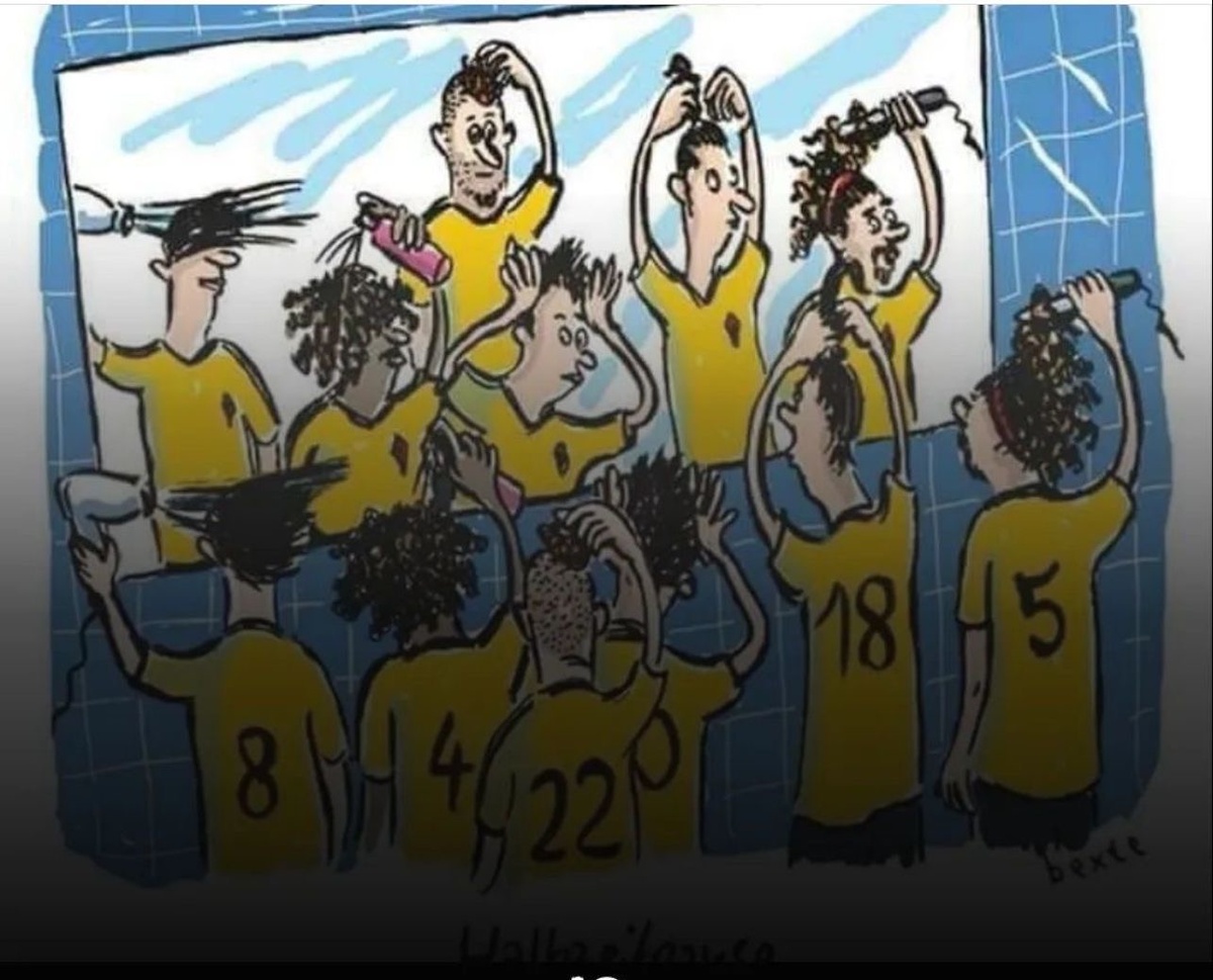 A mídia alemã zoou da seleção brasileira e publicou essa charge, mostrando os jogadores no vestiário antes dos jogos