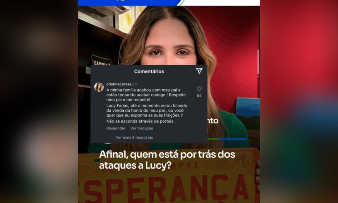 Cristina comentou na publicação de portal de notícias insinuando que iria expor traições de Lucy