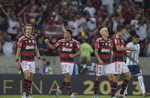 Em 2023, Flamengo venceu o Racing por 2 a 1, no Maracanã, e Vitor Hugo fez um dos gols (Foto: Alexandre Loureiro / AFP)