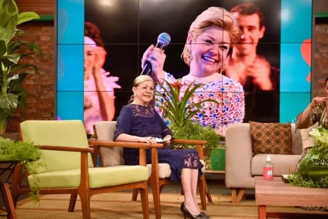 Ione Borges em sua última aparição no programa 'Mulheres', da TV Gazeta, em 2020