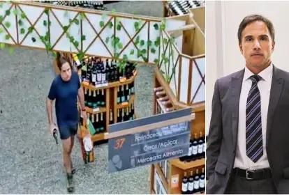 Juiz Eduardo Appio, furtando vinhos. Que péssimo exemplo.