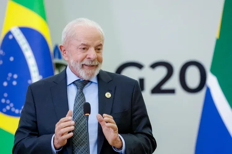 Luiz Inácio Lula da Silva, presidente do Brasil, durante entrevista coletiva em Joanesburgo, África do Sul (Ricardo Stuckert/PR)