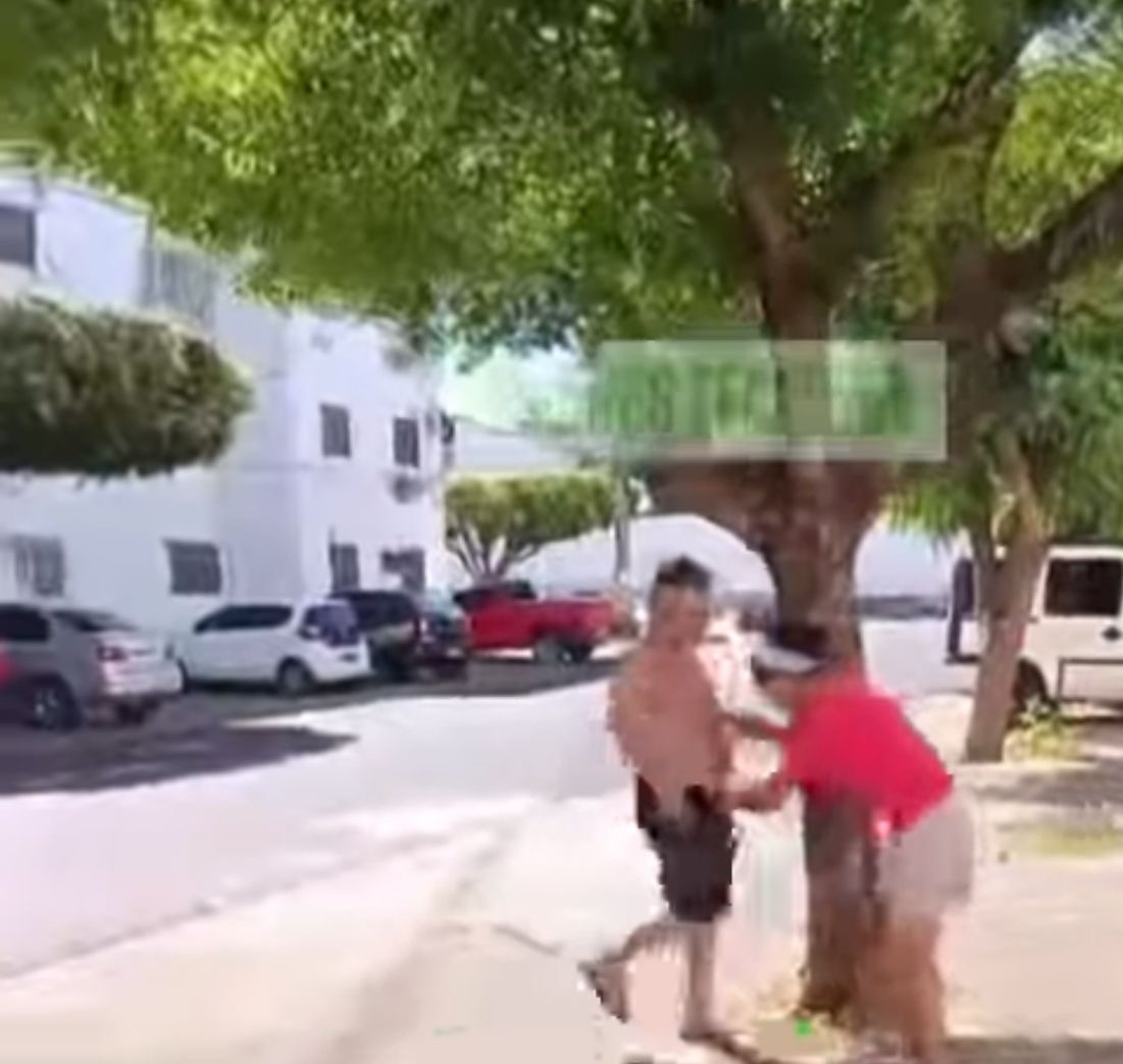 Esta cena vai dar caso de polícia. O sujeito aí agredindo quem alimenta os gatos de rua