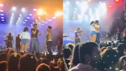 Fã aceita desafio e trai namorada em cima do palco