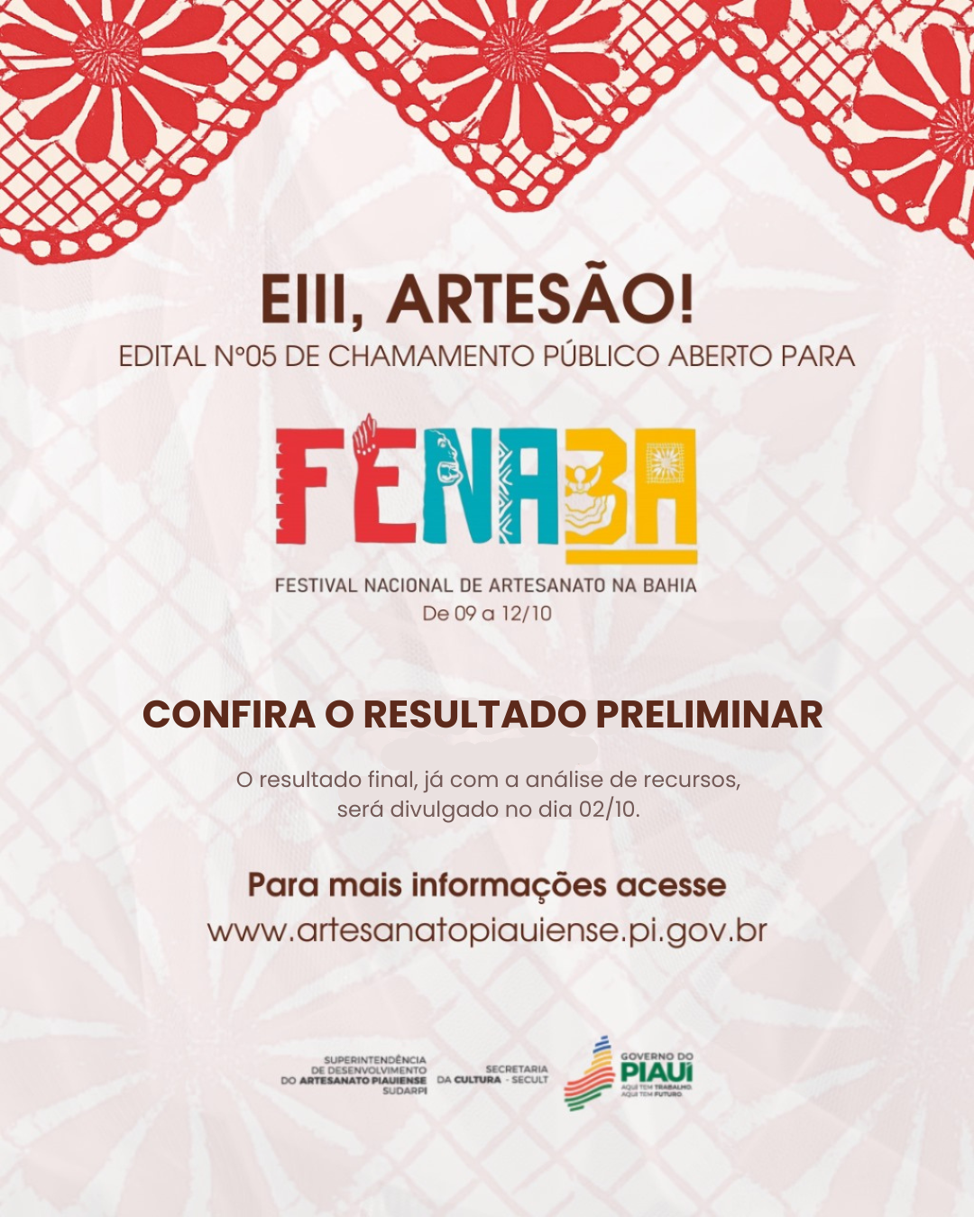 Chamada para o Festival Nacional de Artesanato na Bahia