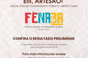 Chamada para o Festival Nacional de Artesanato na Bahia (Foto: Divulgação/Sudarpi)