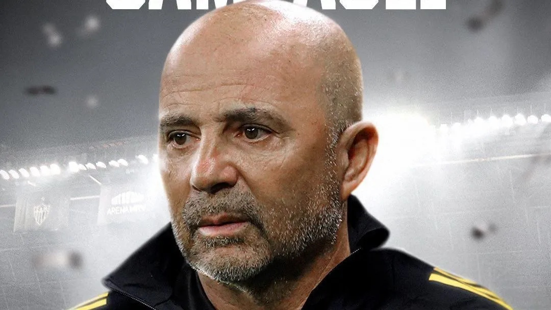 Jorge Sampaoli no anúncio do Atlético-MG