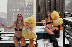 Luciana Gimenez de biquíni na neve (Foto: (Reprodução Instagram Luciana Gimenez/ montagem))