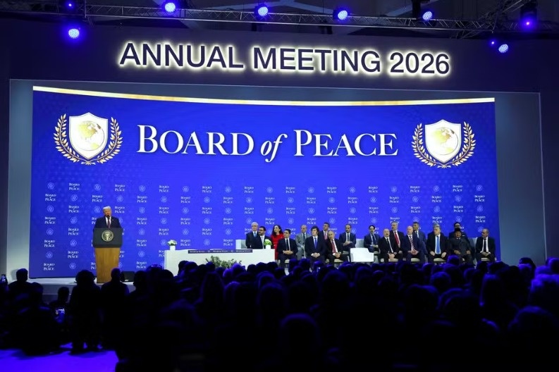 O presidente dos EUA, Donald Trump, discursa durante o lançamento de seu "Conselho da Paz"