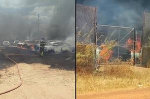 Incêndio deixa vários carros carbonizados em Picos (Foto: Reprodução)