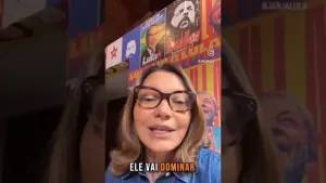 Janja da Silva durante vídeo em que divulga nova informação falsa sobre Flávio (Foto: Reprodução/X)