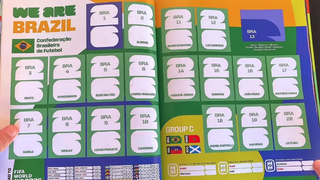 Álbum da Copa do mundo 2026 não tem figurinha de Neymar