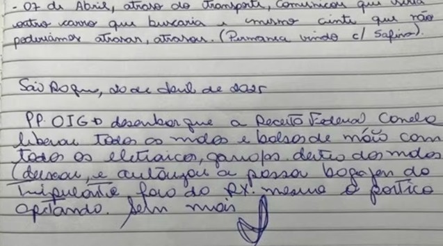 Bilhete aponta liberação de malas sem raio-X em voo com autoridades