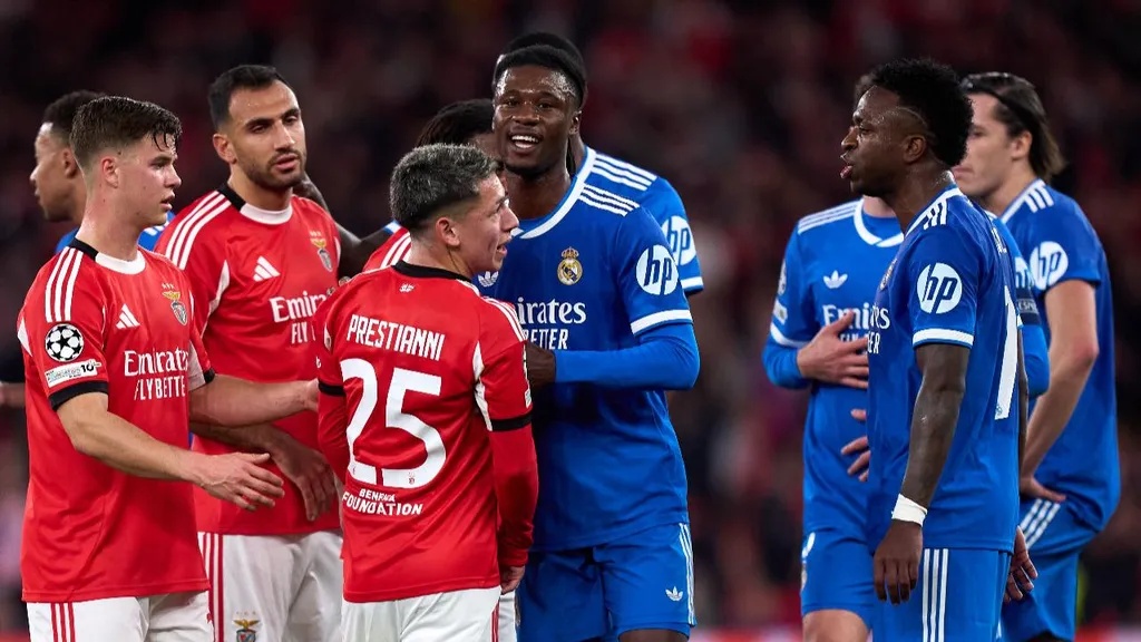 Prestianni discute com Vini Jr. em jogo que gerou punição da Uefa