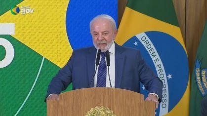 O presidente Luiz Inácio Lula da Silva (PT) durante evento em que o Governo Federal anunica medidas contra o tarifaço