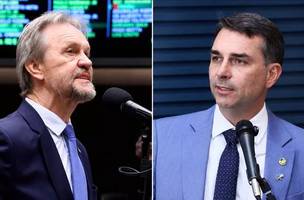 Pedro Uczai e Flávio Bolsonaro (Foto: Agência Câmara/Agência Senado)