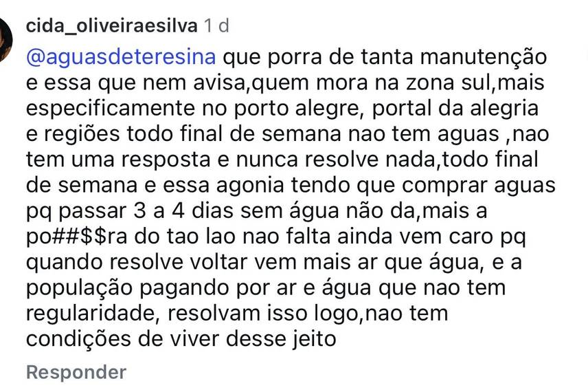 Reclamações dos moradores