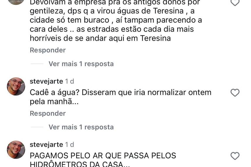 Reclamações dos moradores