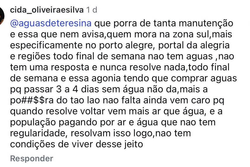 Reclamações dos moradores