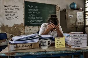 Sobrecarga e falta de estrutura afetam saúde de professores da rede municipal (Foto: Imagem gerada por IA.)