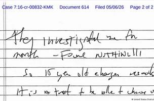 Suposta carta de Epstein (Foto: Foto: United States District Judge Southern District of New York/AFP)