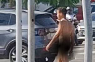 Homem foi abordado pela PM após caminhar nu pela Avenida João XXIII, em Teresina. (Foto: Reprodução)