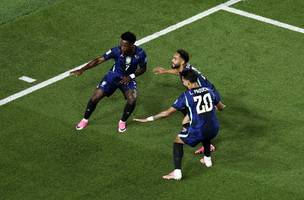 Matheus Cunha comemora o segundo gol da seleção brasileira com Vinicius Junior e Lucas Paquetá. (Foto: REUTERS/Jeenah Moon)