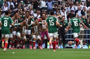 México comemora vitória sobe a África do Sul (Foto: Foto: YURI CORTEZ / AFP)