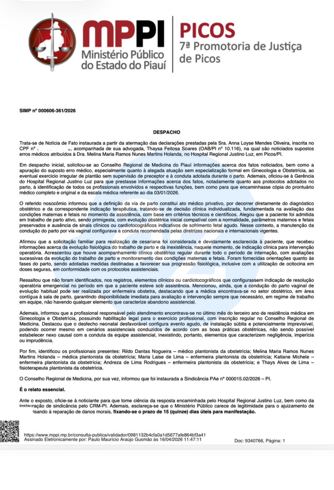 MP abriu investigação e tomou frente do caso