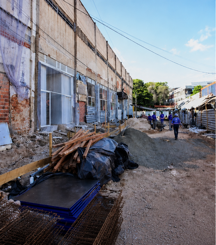 Obras de revitalização seguem em andamento no Mercado Central de Teresina.