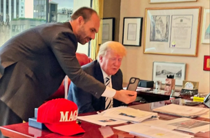 Eduardo Bolsonaro e Trump em Washington (Foto: Reprodução/Redes Sociais)