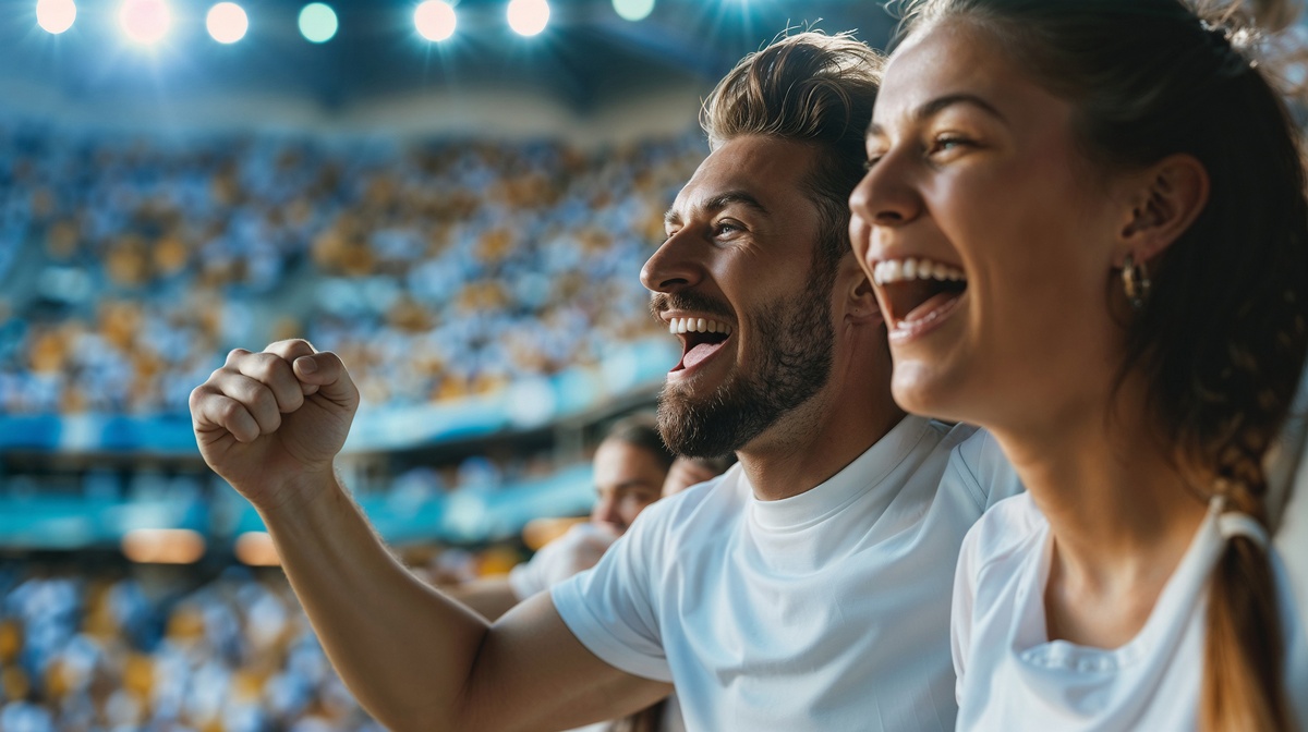 Fãs de futebol aplaudindo no estádio