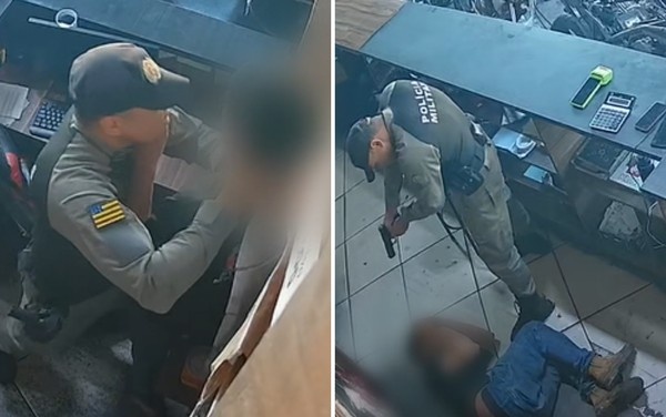 Policial é flagrado espancando funcionário adolescente de loja em Goiás