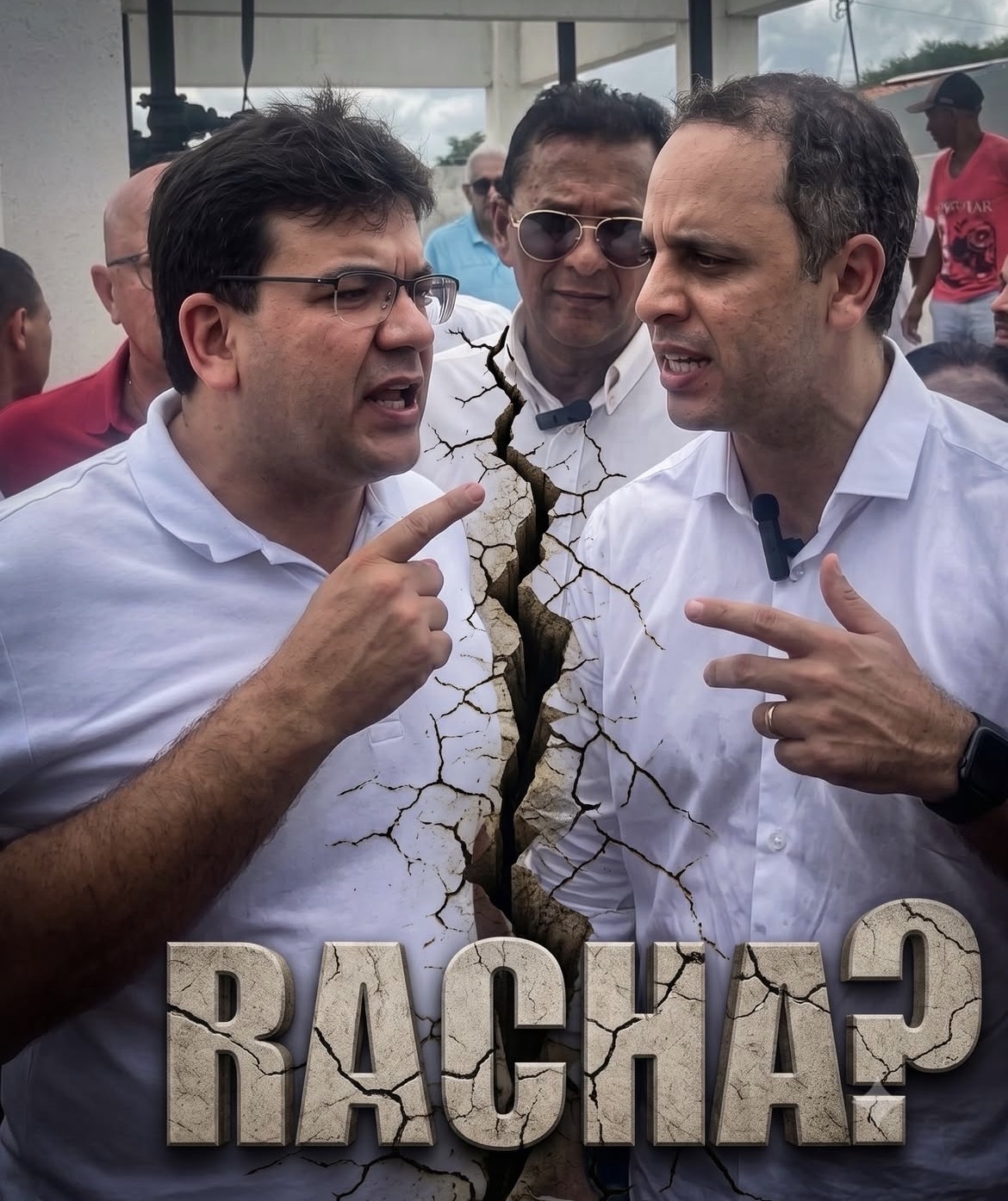 Uma pedra no meio do caminho de Rafael. Alguém sabe o que ele disse, com dedo em riste, para esse cidadão?