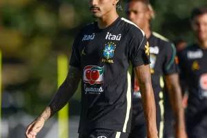 Raphinha em treino na sexta-feira (25) (Foto: CBF)