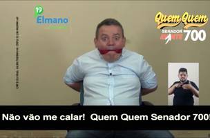 Com 4 segundos, Quem Quem aparece amordaçado no horário eleitoral (Foto: -)