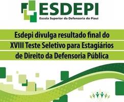 Esdepi divulga resultado final do XVIII Teste Seletivo para Estagiários de Direito (Foto: -)