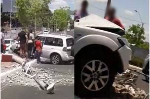 Homem passa mal e bate veículo em poste na Ponte Estaiada (Foto: -)